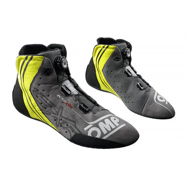 OMP KS-X premium professional kart racing shoes Anthracite/Silver/Yellow